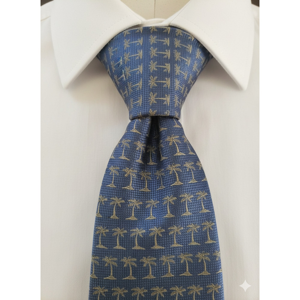 Tommy Bahama Off Island blue palm tree silk tie - 57.5"